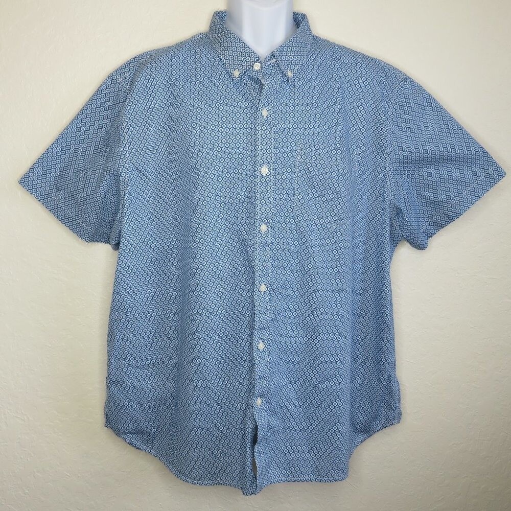 Old Navy* Men's Short Sleeve Button Down Curved Hem Chest Pocket BOHO Shirt~XXXL